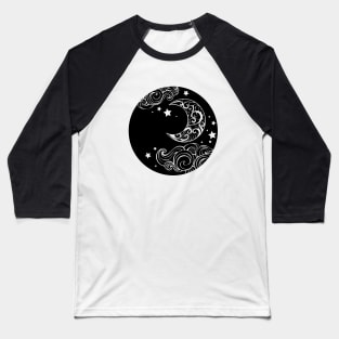 Silhouette monogram with contour crescent Baseball T-Shirt